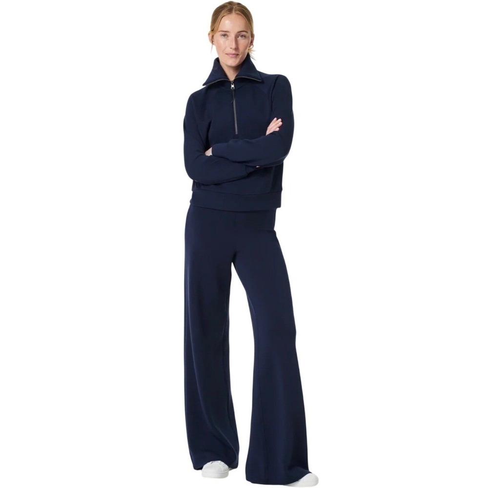 NWT Spanx AirEssentials Wide Leg Pants Women 1X Petite Navy Athleisure Lounge